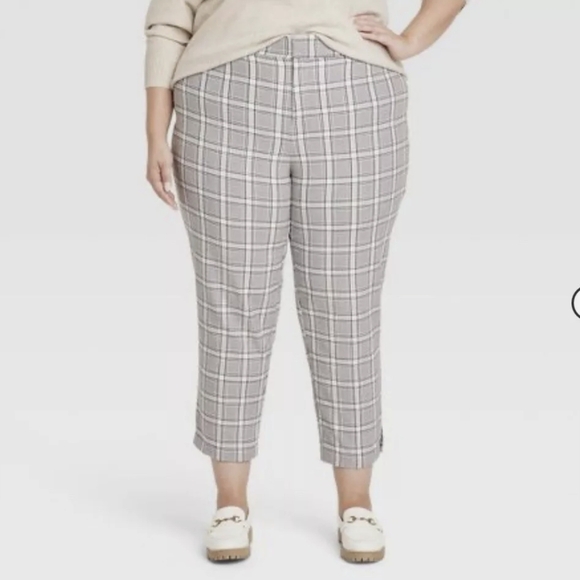 Ava & Viv Pants - Ava & Viv Gray Plaid Ankle Pants